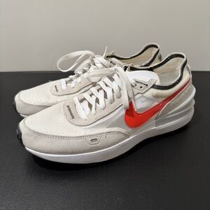 Nike Waffle One in White/Picante Red